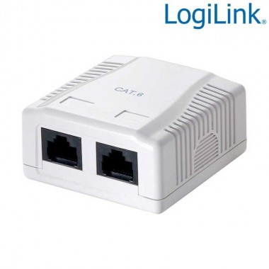 Logilink NP0072 - Caja de superficie  2 Conectores RJ45 Cat. 6 UTP | Marlex Conexion