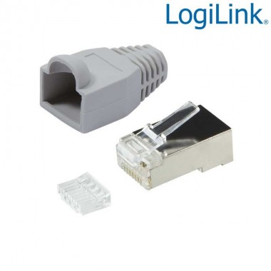 100 Conectores RJ45 Macho FTP Cat6 , Capuchón Gris, Guia Logilink MP0021
