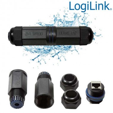 Logilink NP0080 - Acoplador largo RJ45 Cat6 apantallado para exterior, IP67