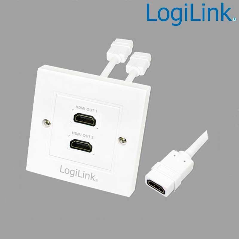 Logilink AH0015 - Placa de Pared de 2 conectores HDMI Hembra (86 x 86)