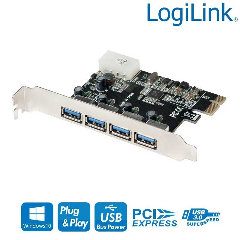 Logilink PC0057A - Tarjeta PCI Express de 4 Puertos USB 3.0 | Marlex