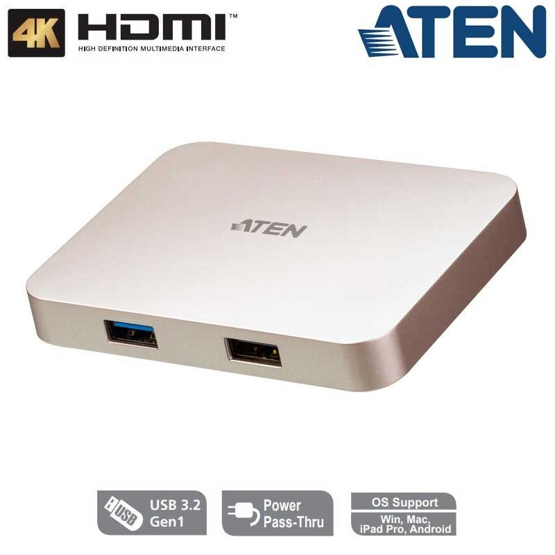 Aten UH3235 -Docking Station Multi Puertos USB-C 4K con pasarela de Alimentacion