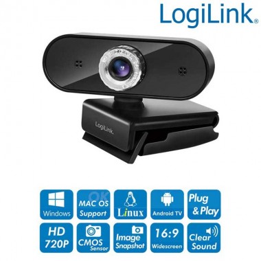 Logilink UA0368 | Webcam USB 1280x720p HD, sensor CMOS de 30 fps