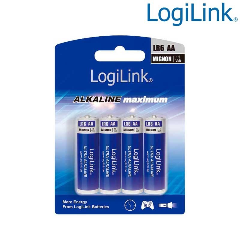 Logilink LR6B4 - Pila Alcalina 1,5V LR06 AA ( Blister de 4 pilas ) 
