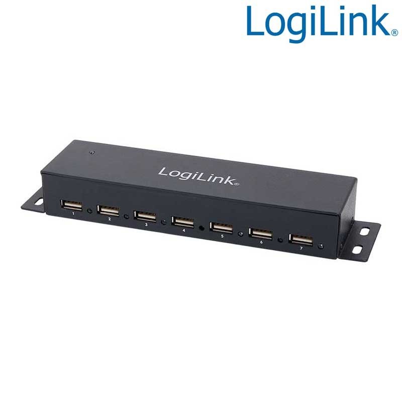Logilink UA0148 - Hub USB 2.0 de 7 Puertos, Metálico | Marlex Conexion