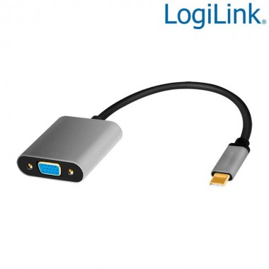 Conversor USB 3.2 (Gen 1) Tipo C a VGA 1080p/60Hz, Negro/Gris Logilink CUA0104