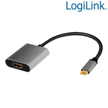 Logilink CUA0103 - Conversor USB 3.2 (Gen 1) Tipo C a HDMI 4K/60Hz, Negro/Gris