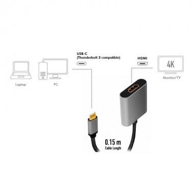 Logilink CUA0103 - Conversor USB 3.2 (Gen 1) Tipo C a HDMI  4K/60Hz, Negro/Gris
