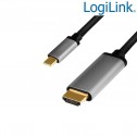 Logilink CUA0101 - 1.8 m Cable USB 3.2 (Gen 1) tipo C Macho a HDMI 4K/60Hz, Negro/Gris