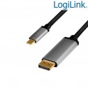Logilink CUA0100 - 1.8 m Cable USB 3.2 (Gen 1) tipo C Macho a DisplayPort 4K/60Hz, Negro/Gris