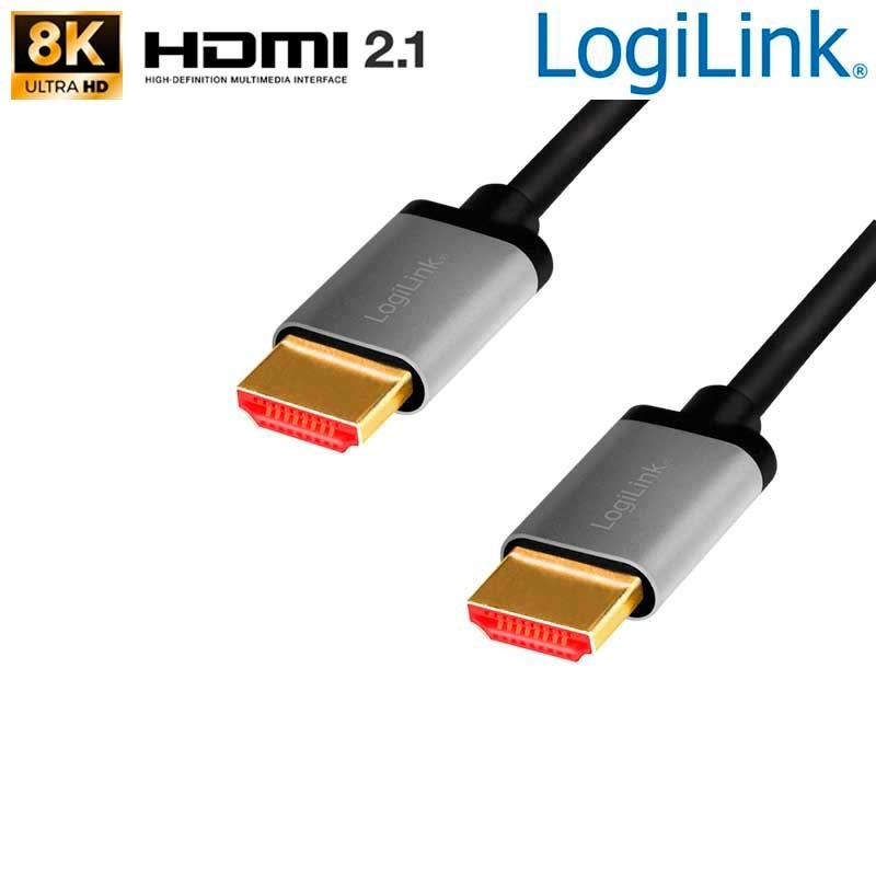 Logilink CHA0106 - 3m Cable HDMI 2.1, 8K/60Hz, Negro/Gris