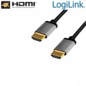 Logilink CHA0102 - 3m Cable HDMI 2.0 con Ethernet 4K/60Hz, Negro/Gris