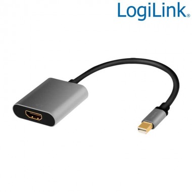 Cable Adapt Mini DisplayPort Macho-HDMI Hembra, 4K/60Hz, Negro / Gris Logilink CDA0110