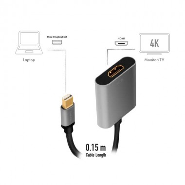 Logilink CDA0110 - Cable Conversor Mini DisplayPort  Macho-HDMI Hembra, 4K/60Hz, Negro / Gris