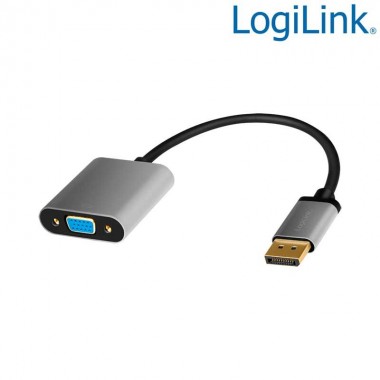 Cable Adapt DisplayPort Macho - VGA Hembra 1080p/60Hz, Negro/Gris Logilink CDA0109