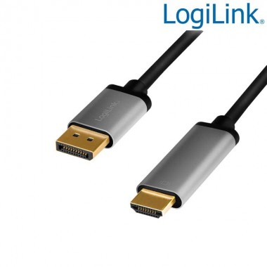 Logilink CDA0107 - 2m Cable Displayport a HDMI , 4K@60Hz Negro/Gris