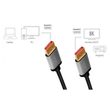 Logilink CDA0106 - 3m Cable DisplayPort 1.4 (8K/ 60Hz) , Negro/Gris