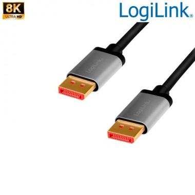1m Cable DisplayPort 1.4 (8K/ 60Hz) , Negro/Gris Logilink CDA0104