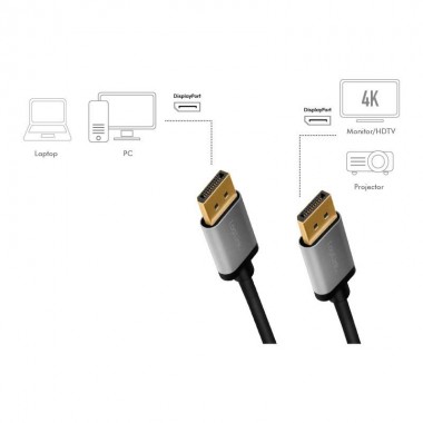 Logilink CDA0102 - 3m Cable DisplayPort 4K / 60 Hz, Negro/Gris