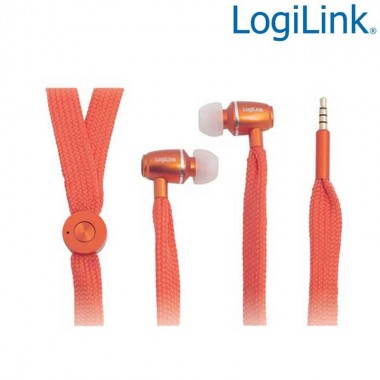 Auriculares "String" in-ear con microfono Naranja Logilink HS0027