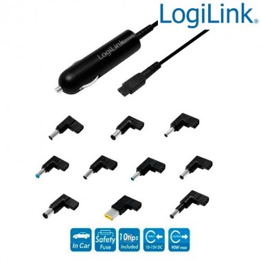 Logilink PA0172 - Alimentador Universal para Portatil de Coche, 90W | Marlex Conexion