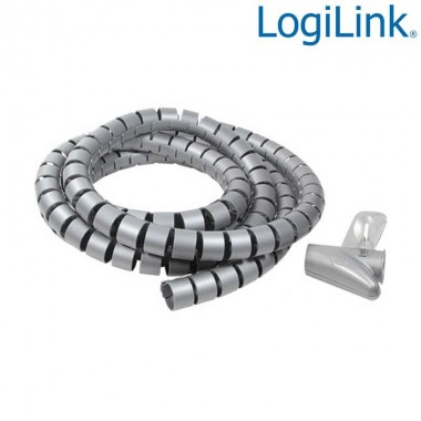 Logilink KAB0013 - Cubre Cables Spiral Wrapp, 2500 x 25mm, Plateado| Marlex Conexion