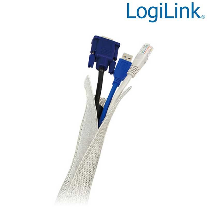 Logilink KAB0007 - Cubre Cable FlexWrap, Diametro 32mm, 1,8m, Gris | Marlex Conexion