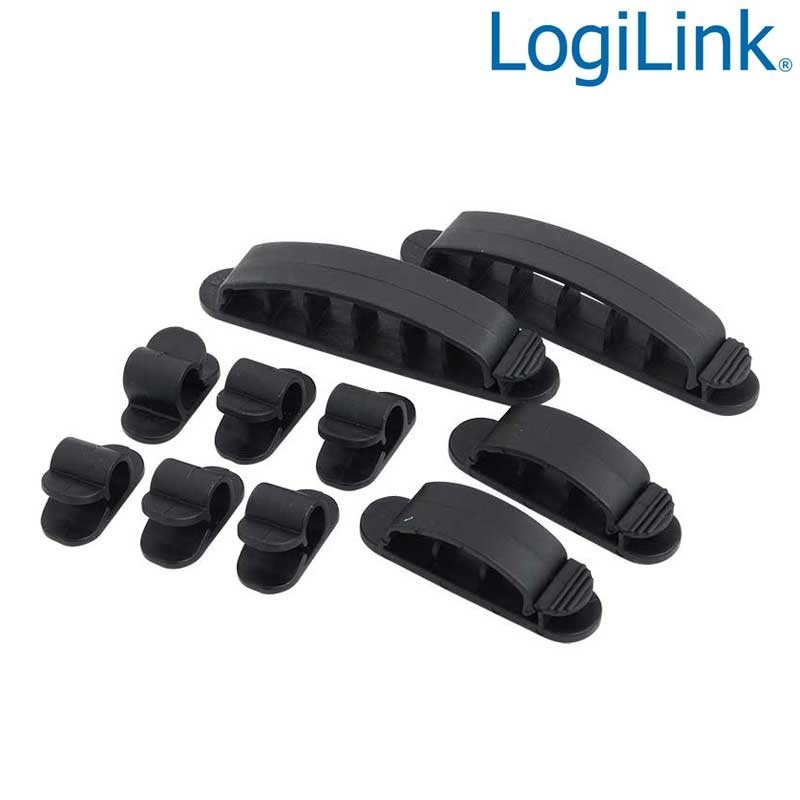 Logilink KAB0039  - Organizador de Cables, 3 tamaños 10 piezas | Marlex Conexion