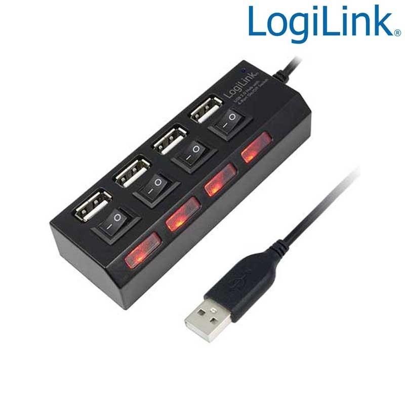 Logilink UA0128 - Hub USB 2.0 4 Puertos con Interruptor en cada puerto