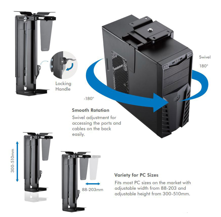 Logilink EO0005 - Soporte CPU bajo mesa o fijacion en Pared, Giratorio